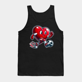 Valentine's Day Heart Soccer Player Team Sports Tank Top